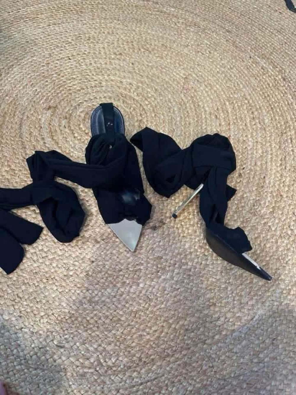 Black Pointed Toe Wrap Heels - Women's Fashion Heels